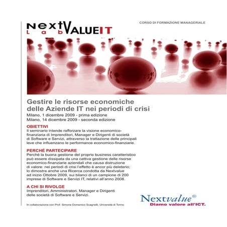 Business Seminar "Gestire le risorse economihce delle Aziende IT, nei periodi...
