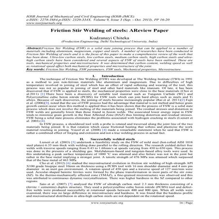 Friction Stir Welding of steels: AReview Paper