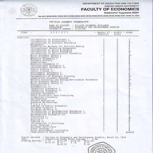 Transkrip Nilai S1 UGM