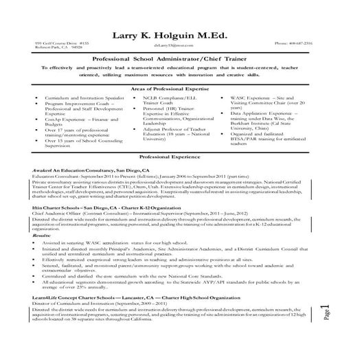 Larry Holguin M.Ed. Resume 2016