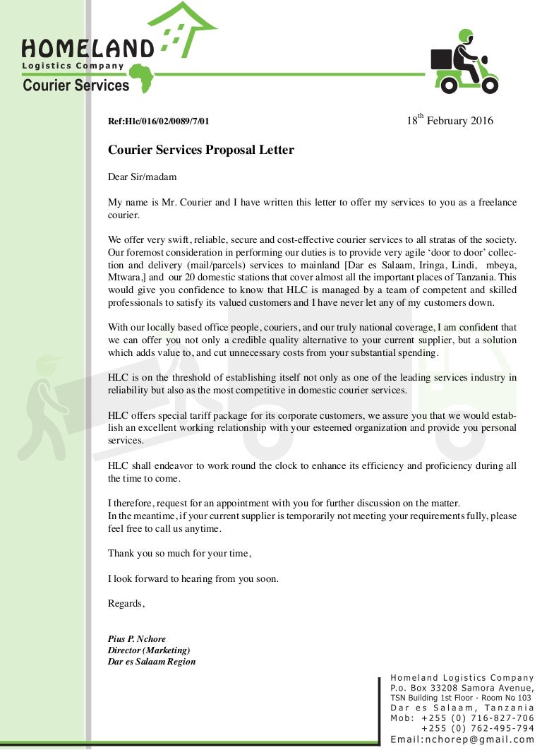 application letter for courier service