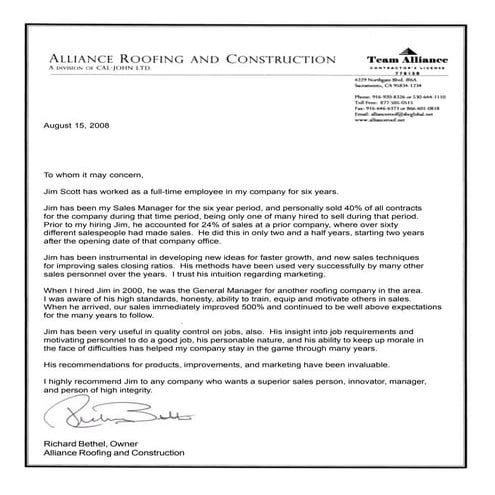 Alliance Ltr of Recommendation