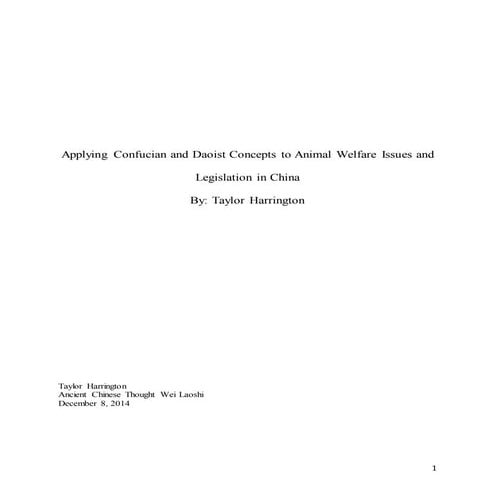 Applying Confucian and Daoist Concepts to Animal Welfare Issues and Legislati...