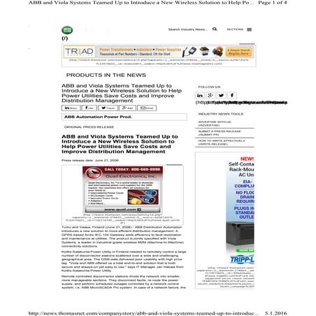 ABB and Viola Systems Teamed Up to Introduce a New Wireless Solution to Help ...