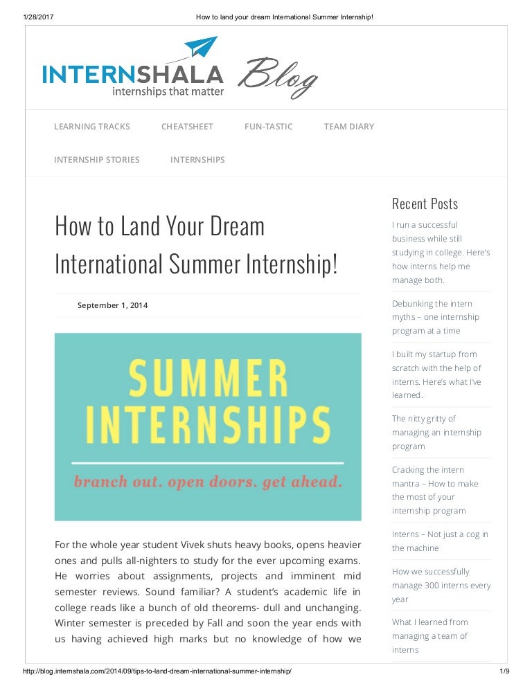 How To Land Your Dream International Summer Internship