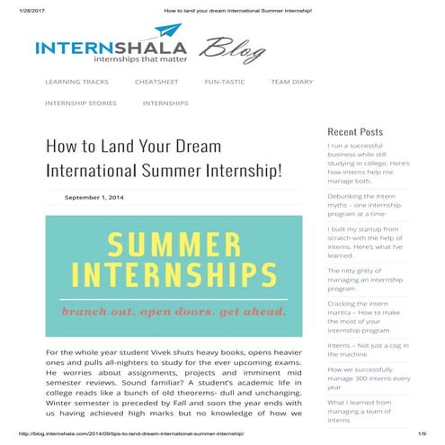 How to land your dream International Summer Internship! | PDF