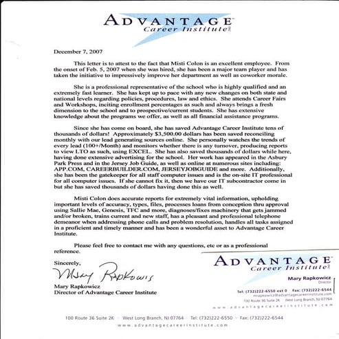 ADVANTAGE ADMISSIONS PROFESSIONAL LETTER OF REFERENCE | PDF