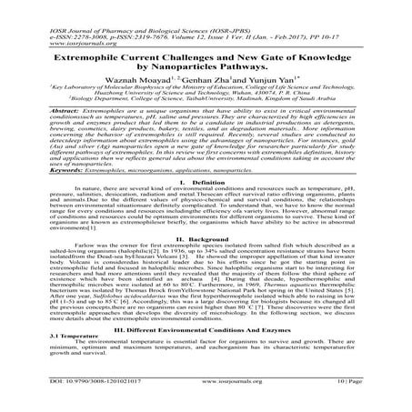 Extremophile Current Challenges and New Gate of Knowledge by Nanoparticles Pa...