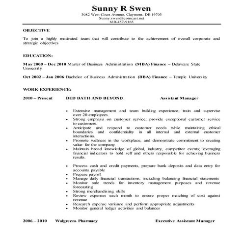 Management Resume | DOCX