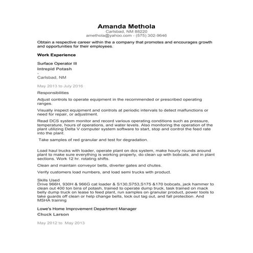 Amanda Methola Resume