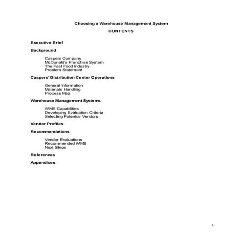 Choosing a Warehouse Management System Draft