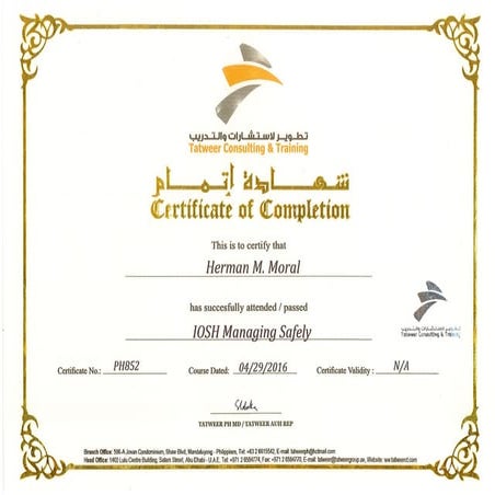 IOSH Managing Safely_Tatweer