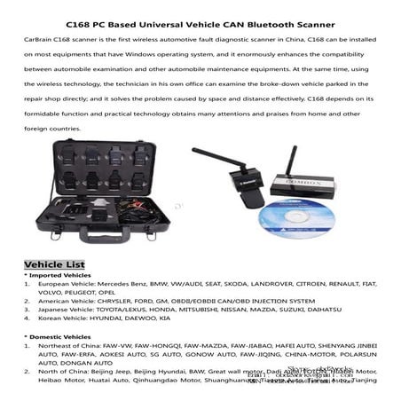 C168 pc based_universal_vehicle_can_bluetooth_scanner