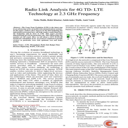Radio Link Analysis for 4G TD- LTE Technology at 2.3 GHz Frequency