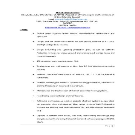 MOST RECENT (D) Ahmed Farouk Menesy C.V