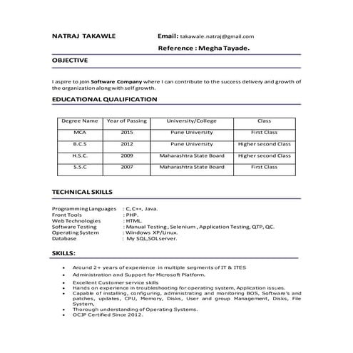 NATRAJ RESUME