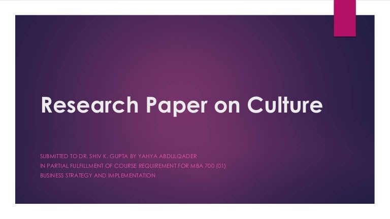 what is culture research paper