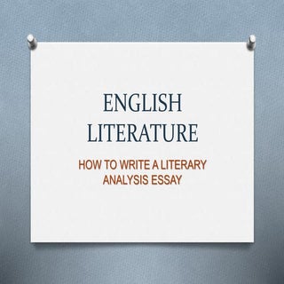 English Literature- How to write a ...