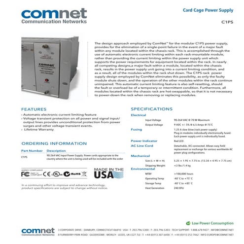 ComNet C1PS Data Sheet