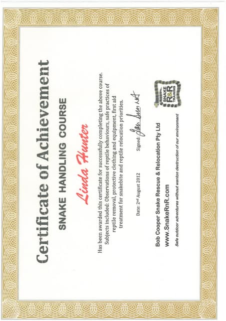 Snake Handling course 20120802