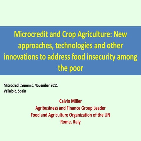 Microcredit and Crop Agriculture_Calvin Miller