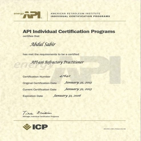 api certificate | PDF