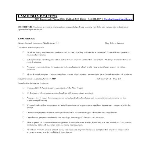 Lameisha Bolden Resume | RTF