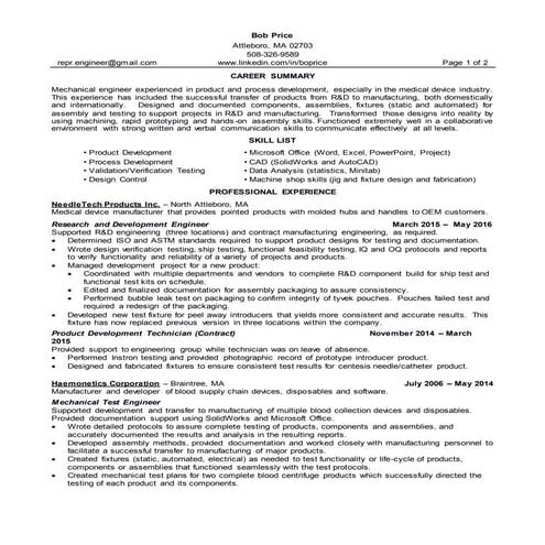 Bob Price - Mechanical Engineer