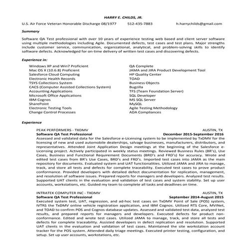 Harry Childs Resume Sept 2016