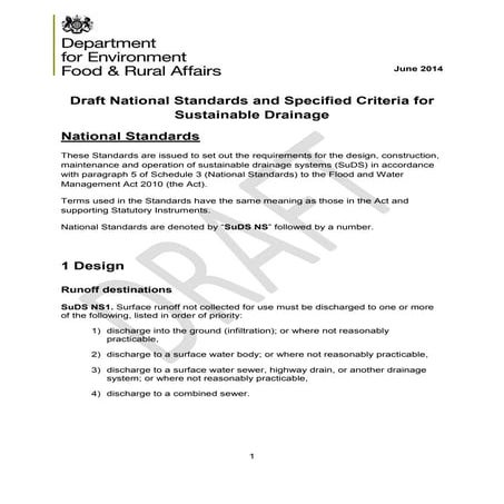 DEFRA 2014_draft National Standards Sustainable Urban Drainage