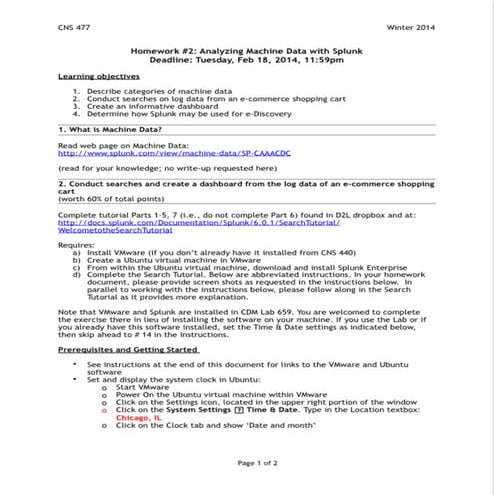 CNS 477 Analyzing Machine Data with Splunk