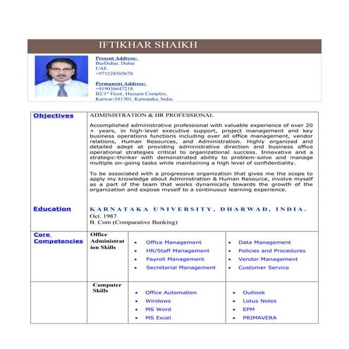 Resume Admin HR professional 2003kr