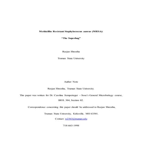 Methicillin-Resistant Staphylococcus aureus (MRSA): Overview ...