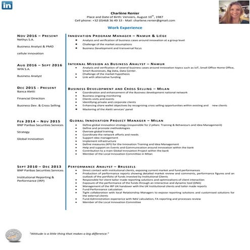 Charlene Renier CV - (EN) sans autorisation Nov2016