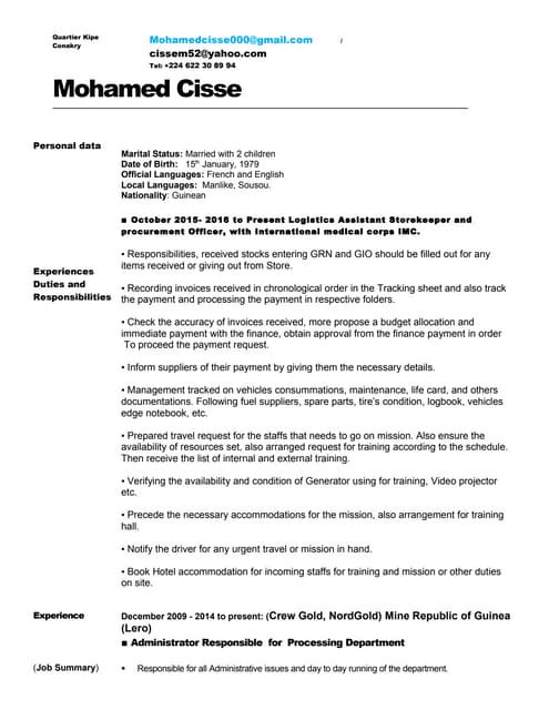 English CV CISSE 1