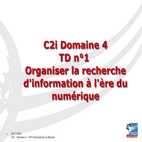 C2I D4 FST :TD1 Recherche web, moteurs de recherche, evaluation