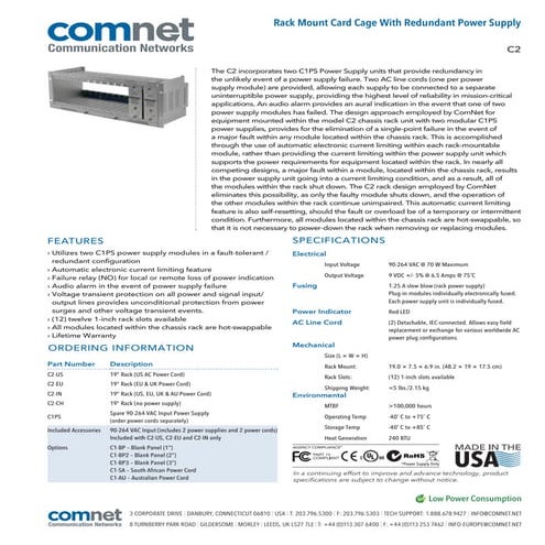 Comnet C2US Data Sheet
