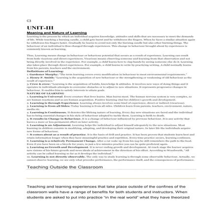 Meaning and nature of leaarning