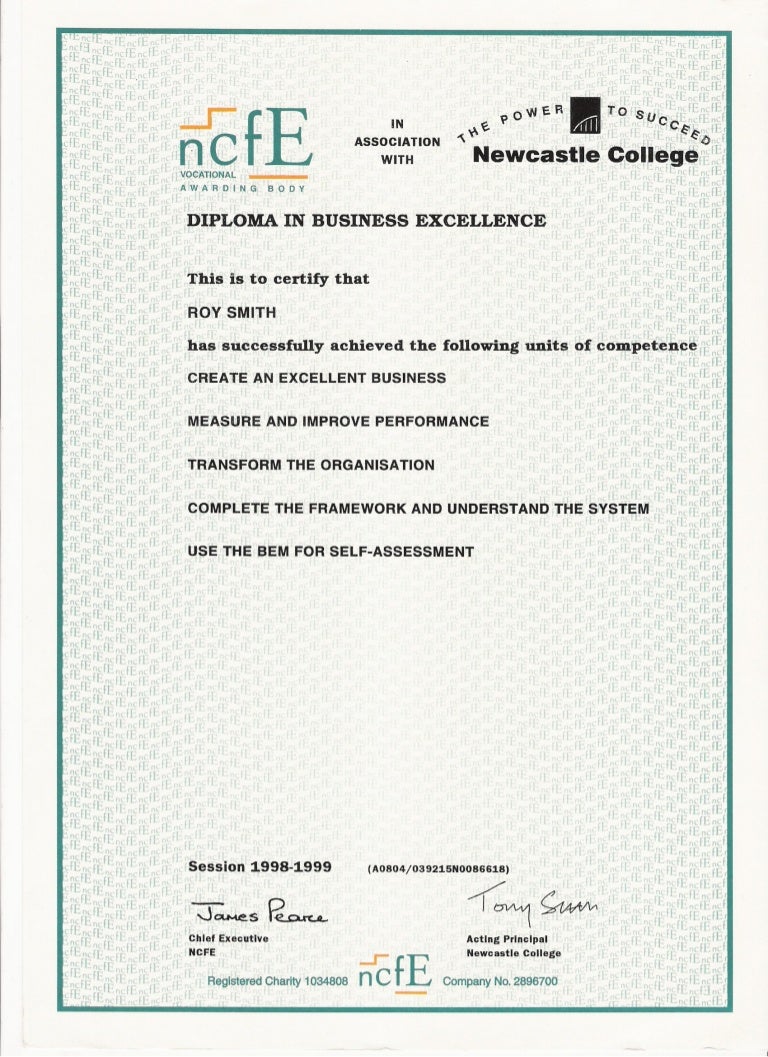 Diploma in Business Excellence