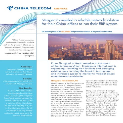China Telecom - Sterigenics' Global Case Study