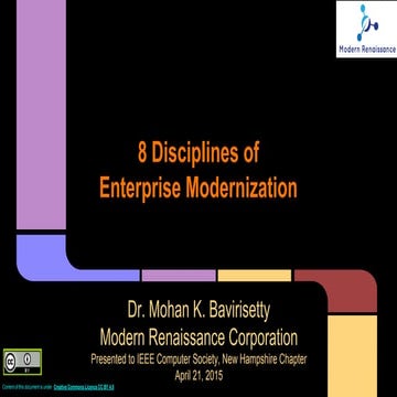 Dr  Mohan K  Bavirisetty - 8 Disciplines of Enterprise Modernization - Final