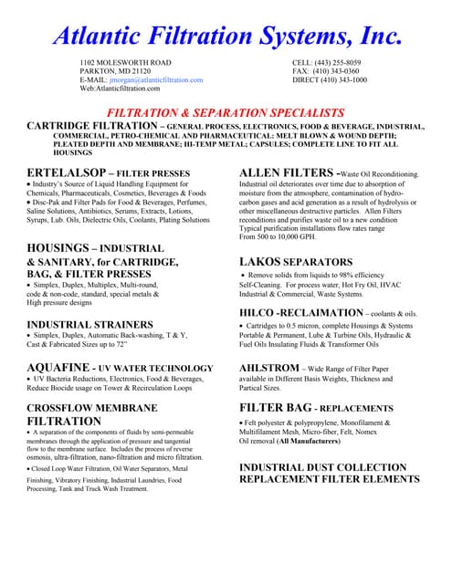 Falcon Environmental line card 2015 | PDF