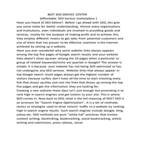 BEST SEO SERVICE CENTER