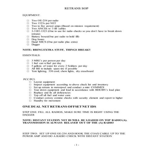 RETRANS SOP