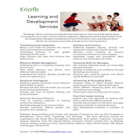 Learning and Development Programs