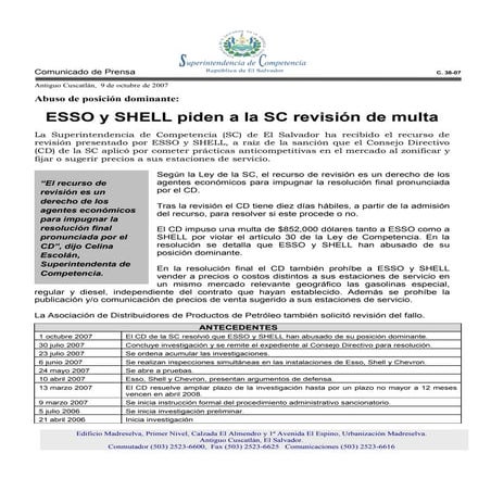 ESSO y SHELL piden a la SC revisión de multa
