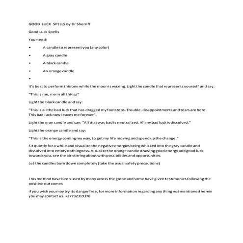 Good luck spell for someone else | PDF
