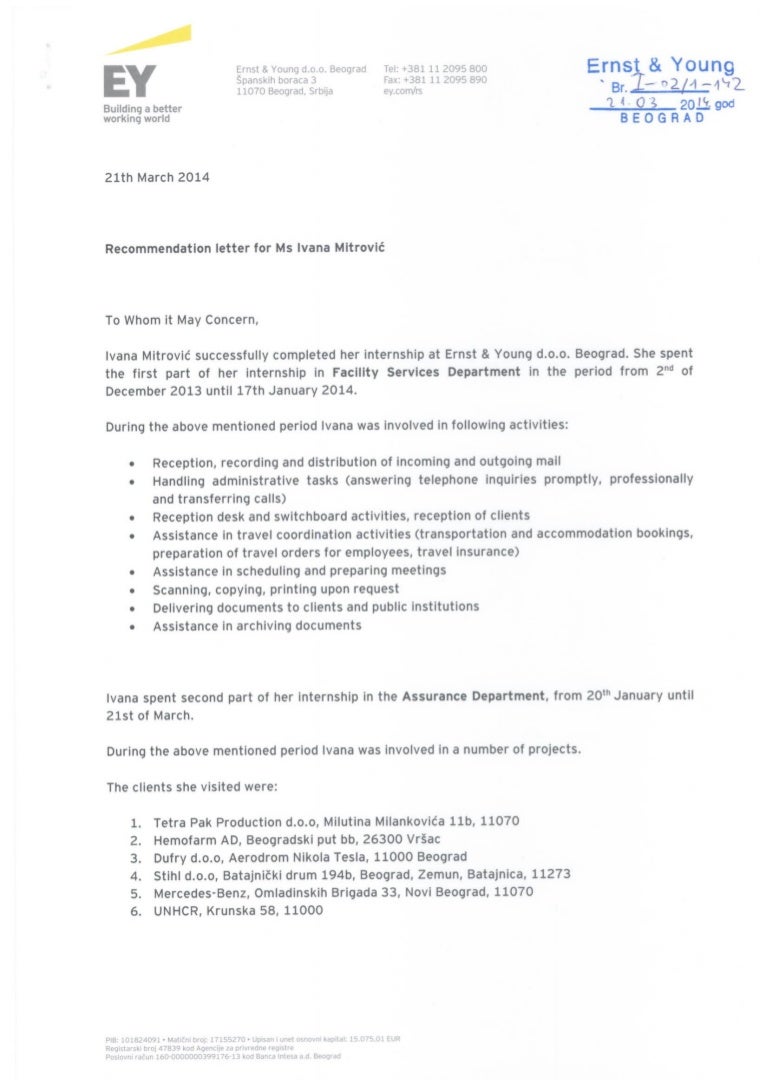 ey letter of recommendation can i use the same recommendation letter