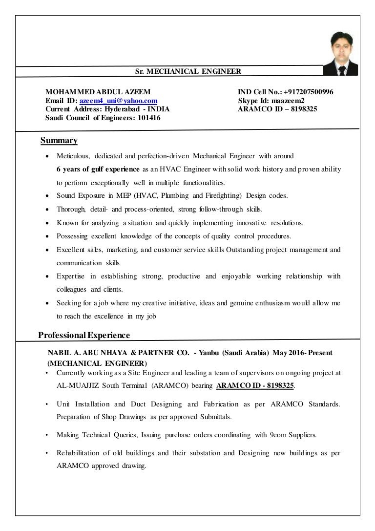 Abdul Azeem Mechanical Engineer Cv