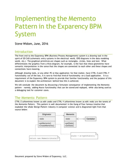 Memento Pattern Implementation